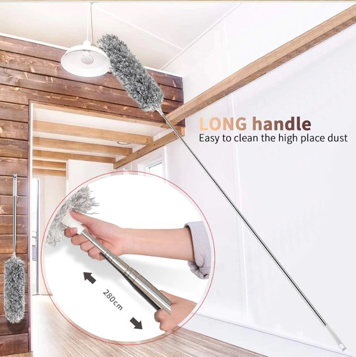 Bendable Electrostatic Microfiber Duster With Extendable Handle Lemplus