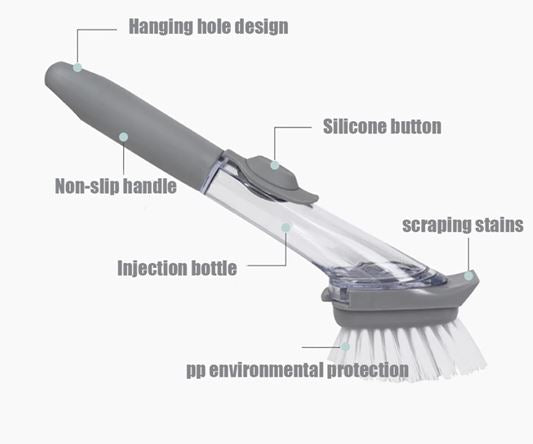 Kitchen Cleaning Brush with Liquid Injection Handle
