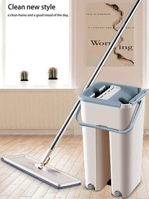 Hands-Free Magic Cleaning Flat Mop with Bucket