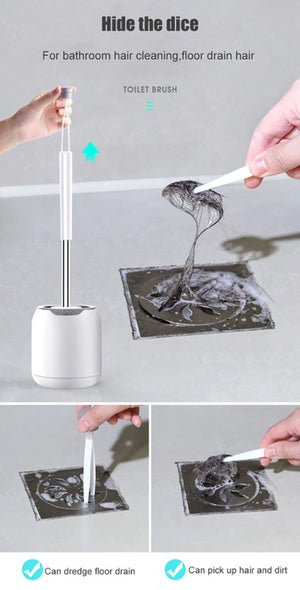 Premium TPR Silicone Toilet Brush With Hidden Tweezers