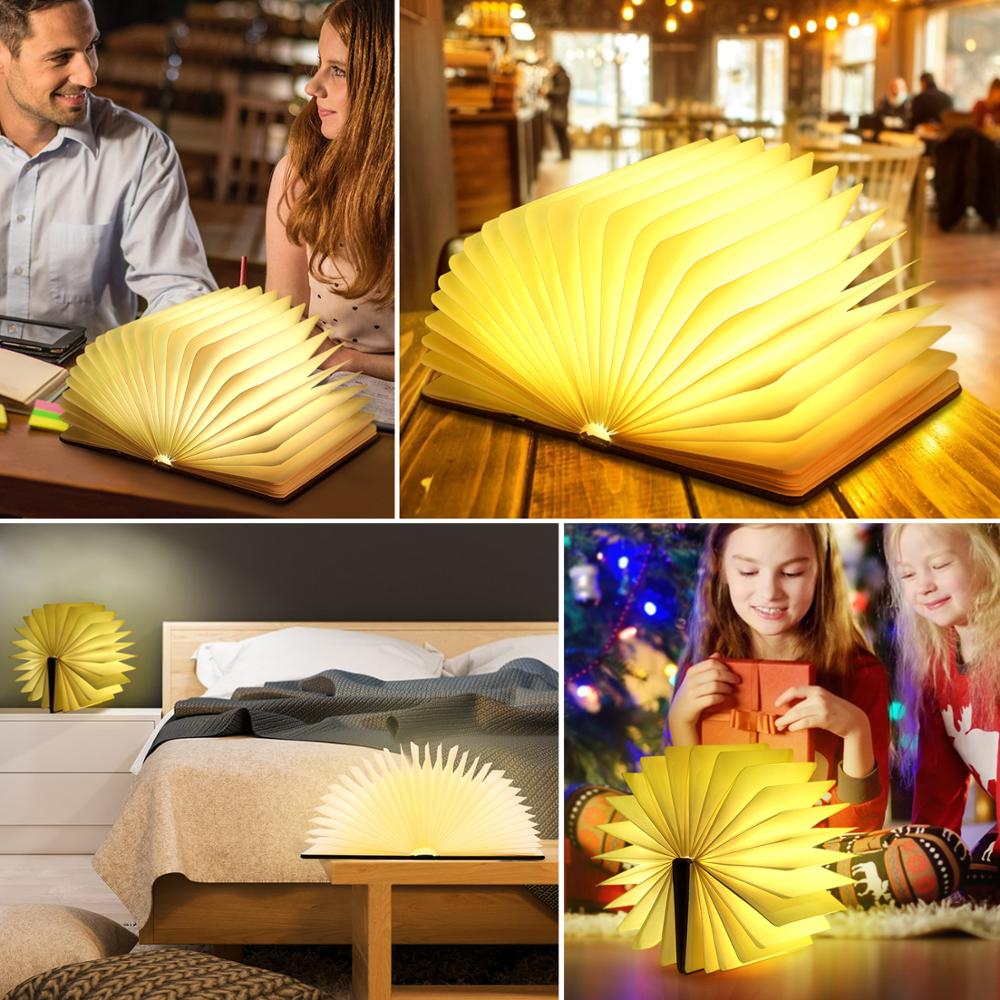 Foldable LED Wooden Book Lamp