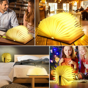 Foldable LED Wooden Book Lamp