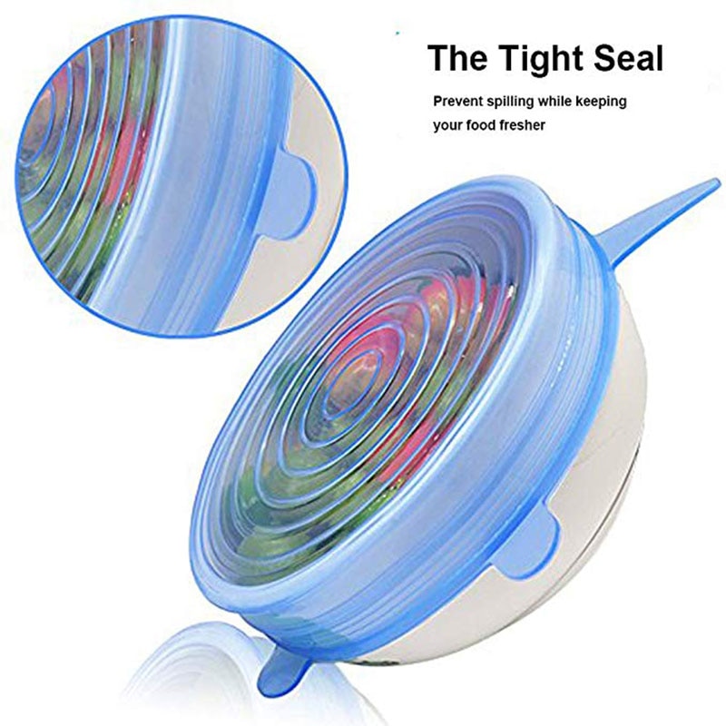 Reusable Food-Grade Silicone Stretch Lids 6pcs