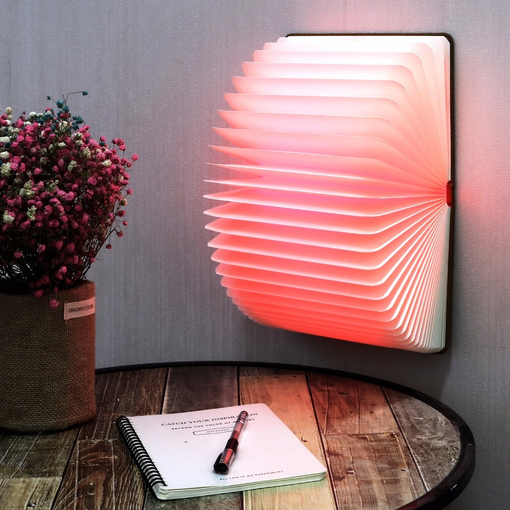 Foldable LED Wooden Book Lamp