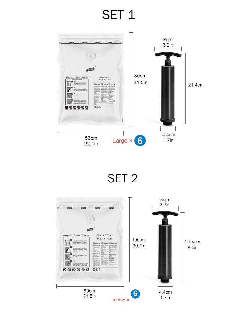 Vacuum Bags With Pump For Clothes Storage Space Saver
