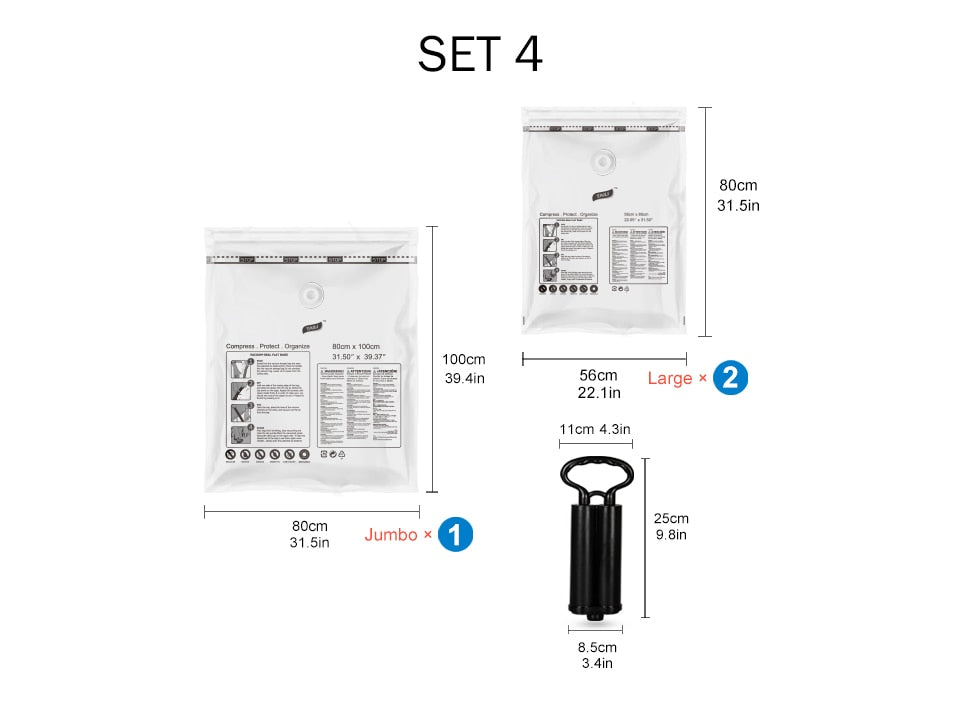 Vacuum Bags With Pump For Clothes Storage Space Saver