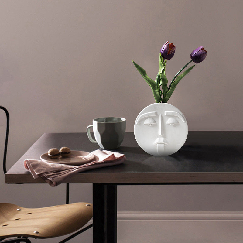 Abstract Face Ceramic Vase