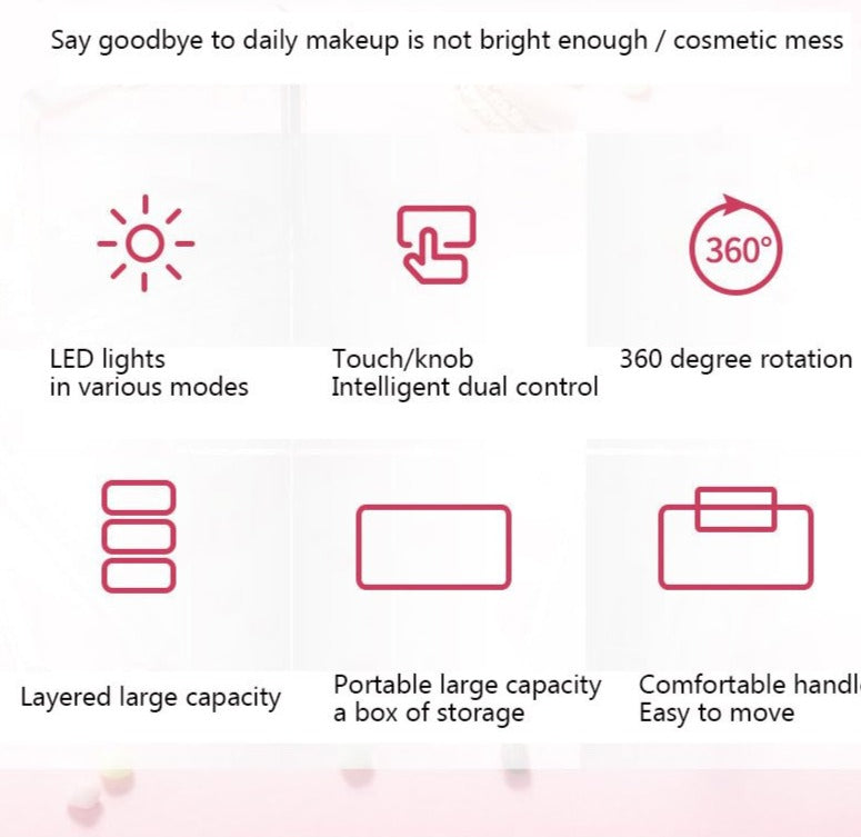 LED Beauty Mirror Cosmetic Case