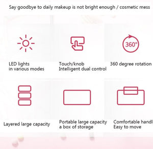 LED Beauty Mirror Cosmetic Case