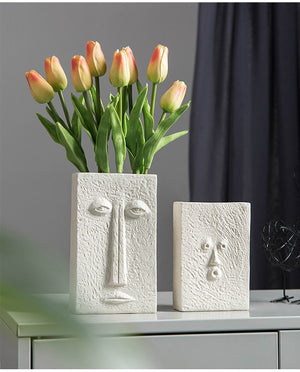 Abstract Face Ceramic Vase