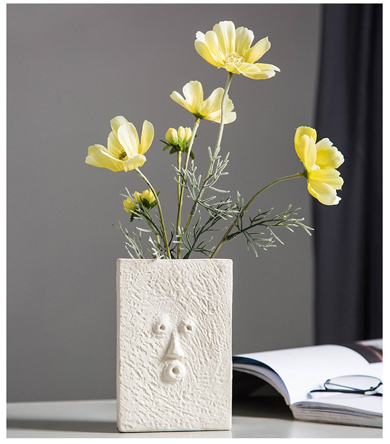 Abstract Face Ceramic Vase
