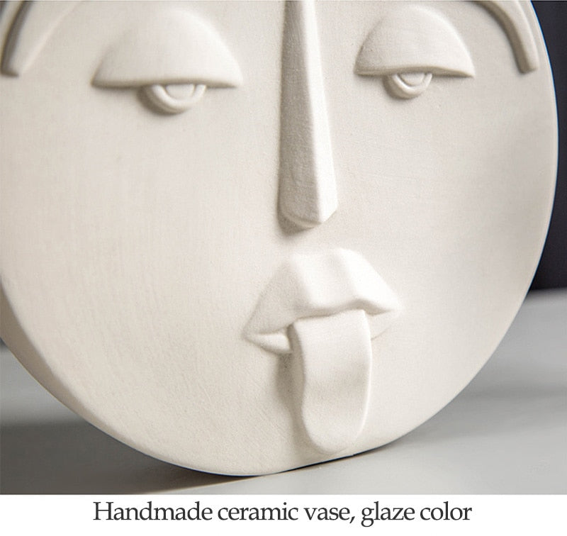 Abstract Face Ceramic Vase