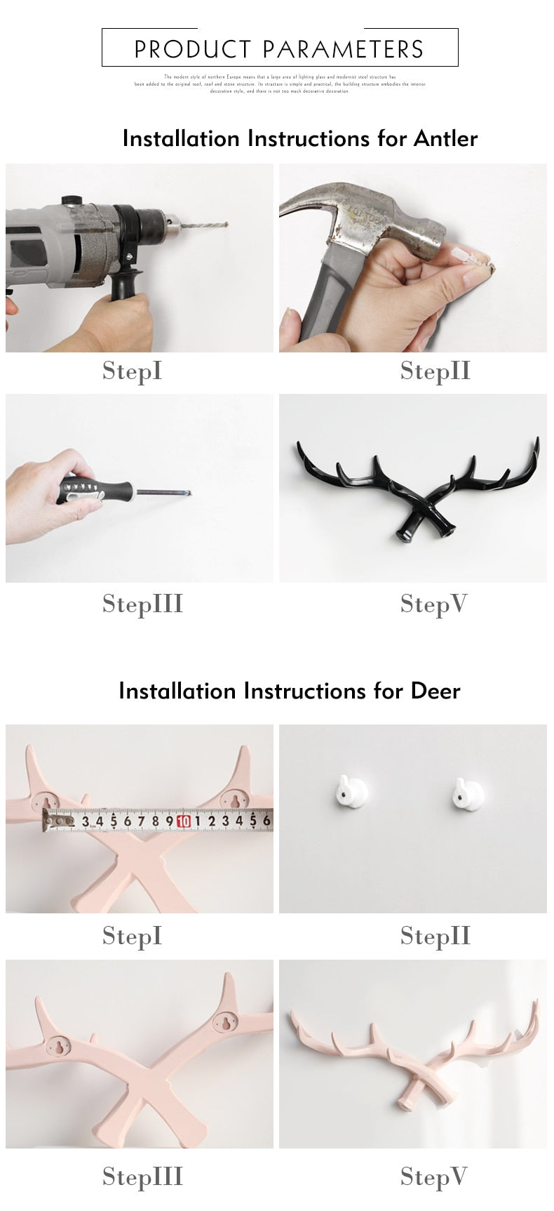Deer Antler Decorative Wall Hook