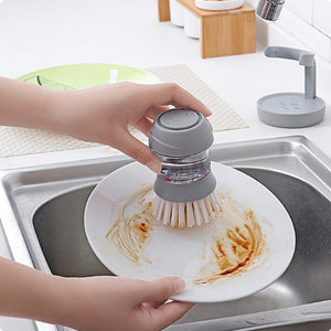 Dish Washing Round Brush with Liquid Press