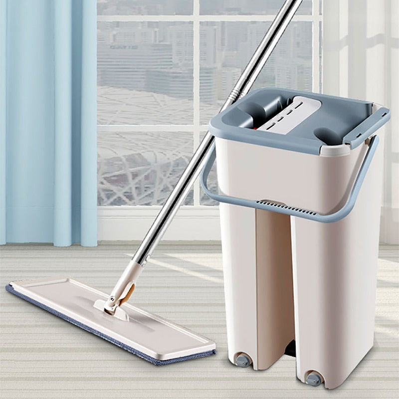 Hands-Free Magic Cleaning Flat Mop with Bucket