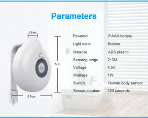Smart LED Toilet Seat PIR Motion Sensor Night Light