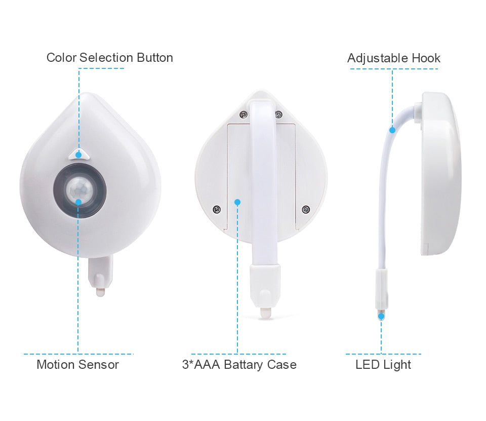 Smart LED Toilet Seat PIR Motion Sensor Night Light
