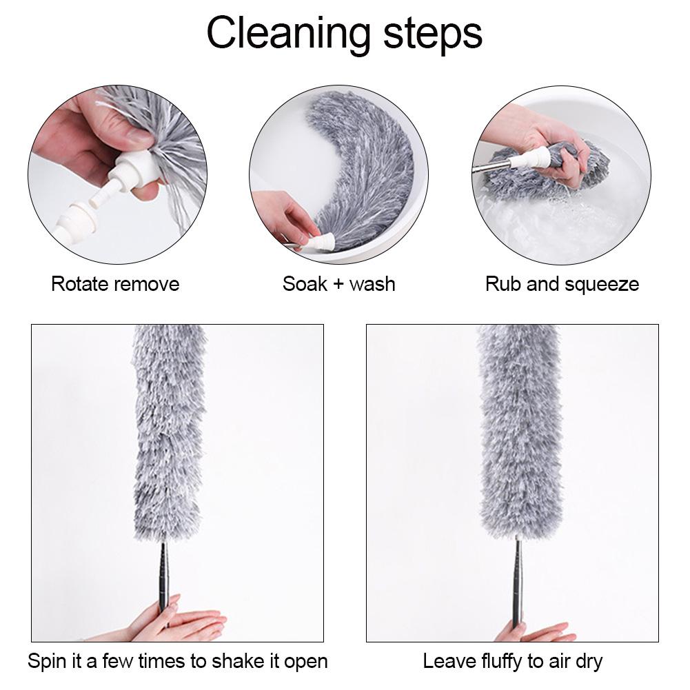 Bendable Electrostatic Microfiber Duster With Extendable Handle