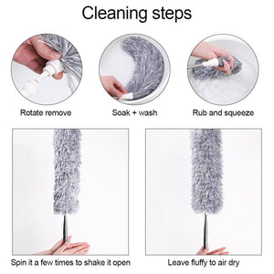 Bendable Electrostatic Microfiber Duster With Extendable Handle