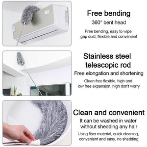 Bendable Electrostatic Microfiber Duster With Extendable Handle