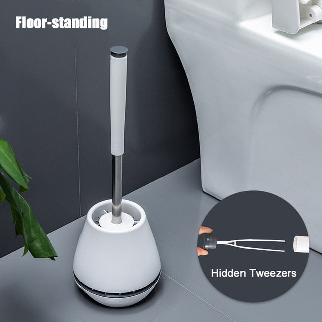 Premium TPR Silicone Toilet Brush With Hidden Tweezers