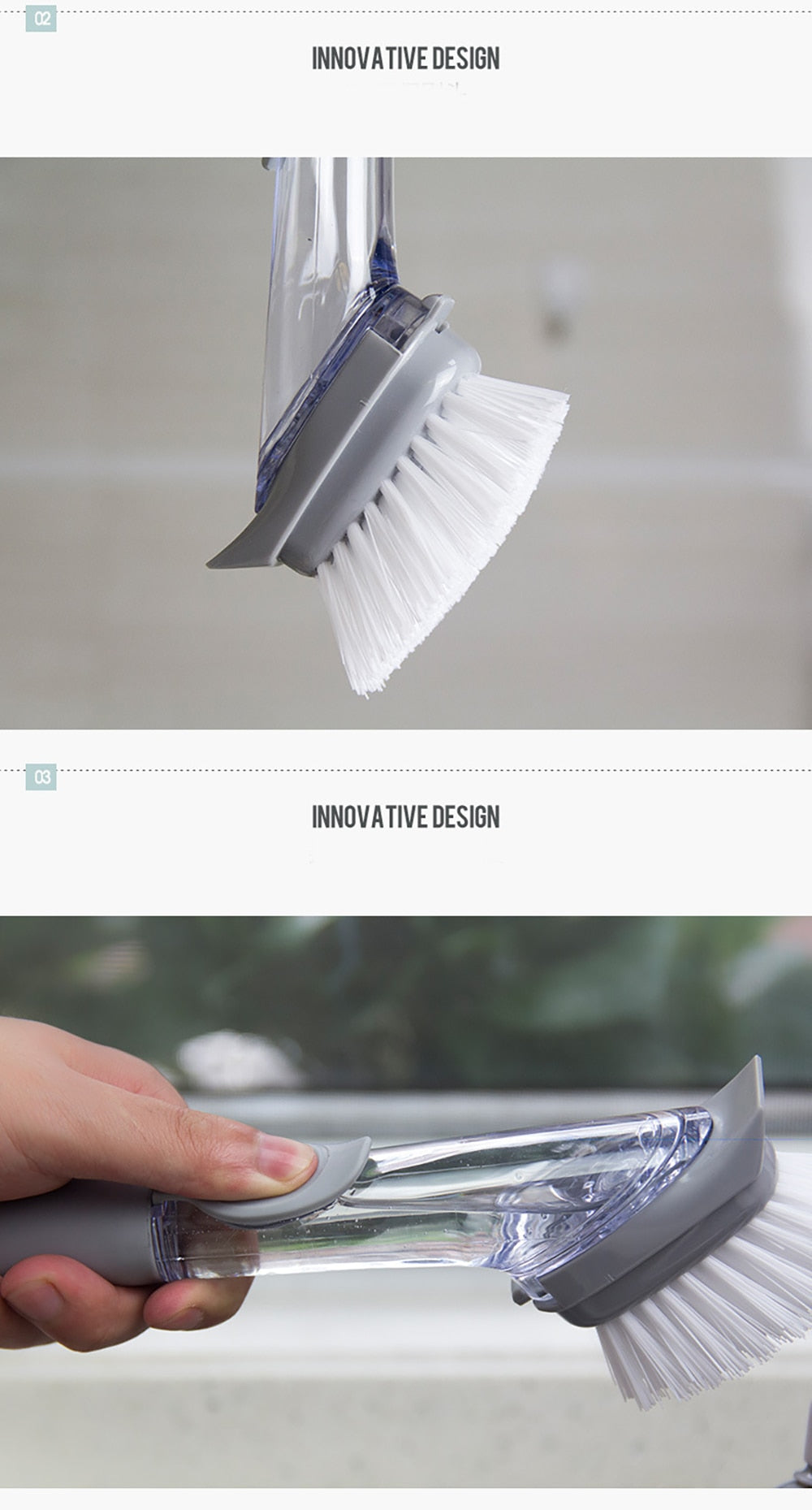 Kitchen Cleaning Brush with Liquid Injection Handle