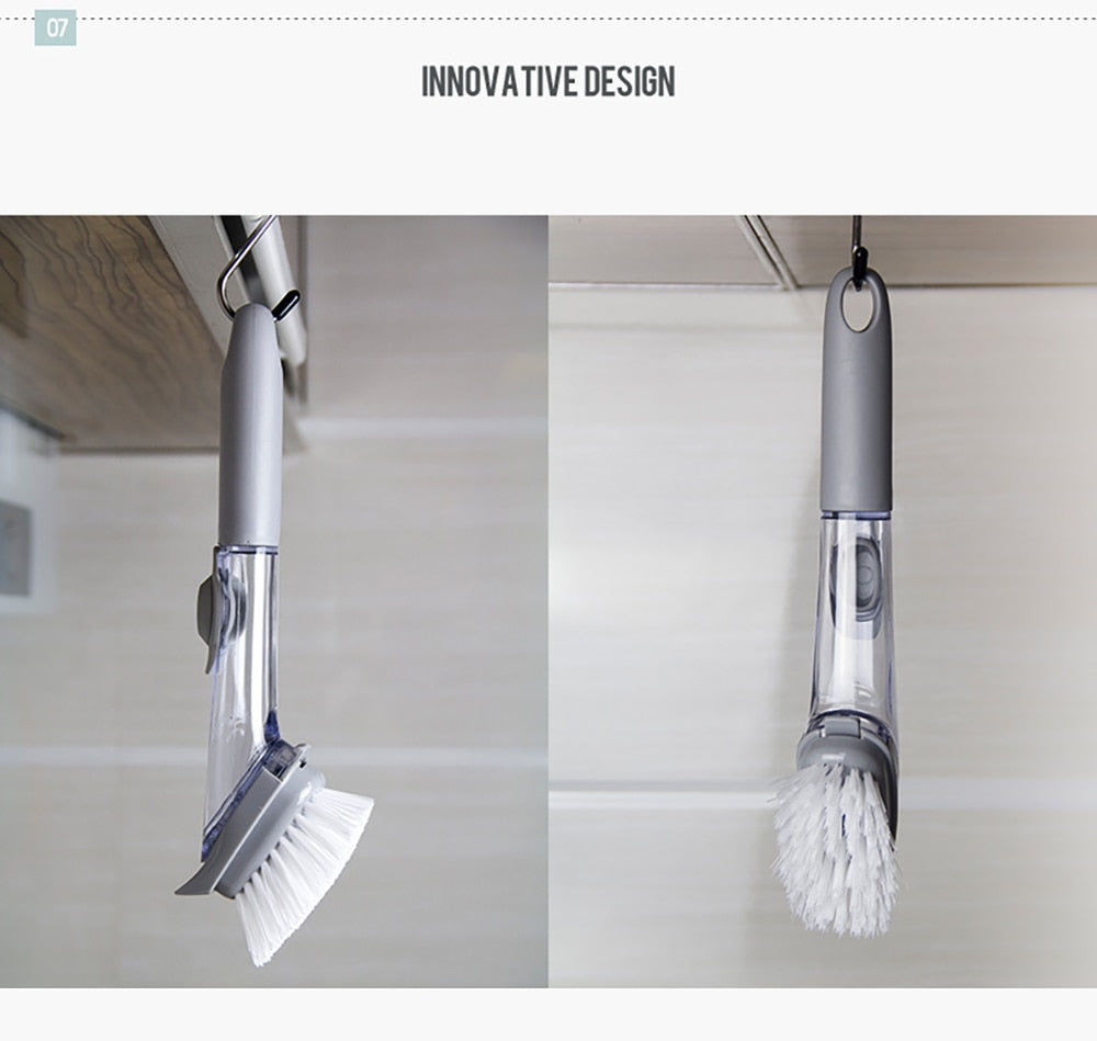Kitchen Cleaning Brush with Liquid Injection Handle