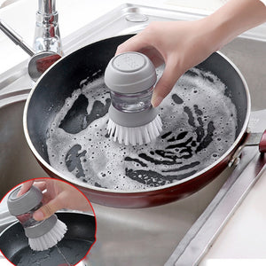 Dish Washing Round Brush with Liquid Press