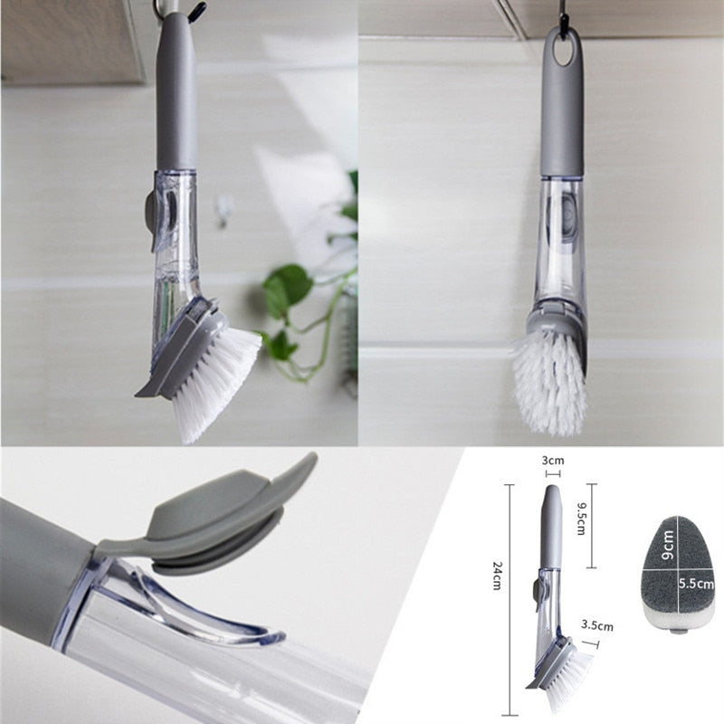 Kitchen Cleaning Brush with Liquid Injection Handle
