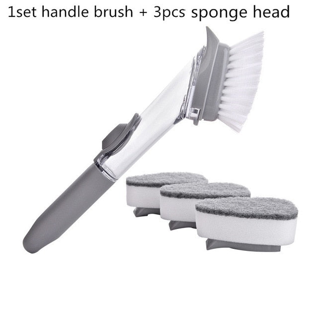 Kitchen Cleaning Brush with Liquid Injection Handle