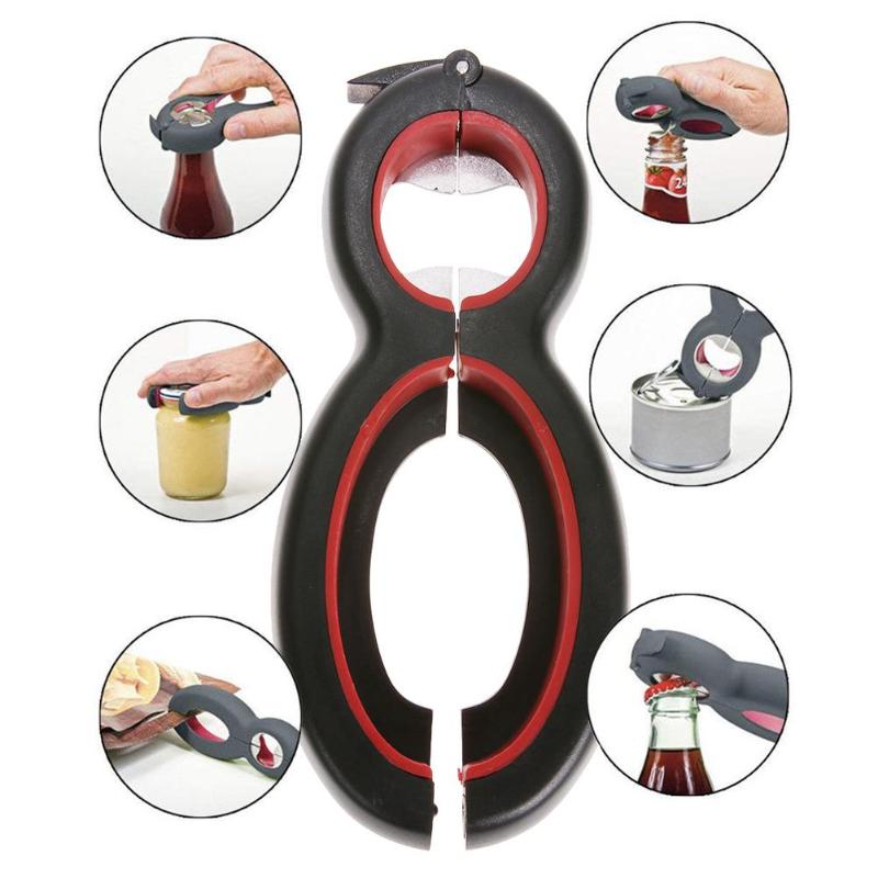 6 in 1 Multifunctional Bottle Can Plastic Bag Opener