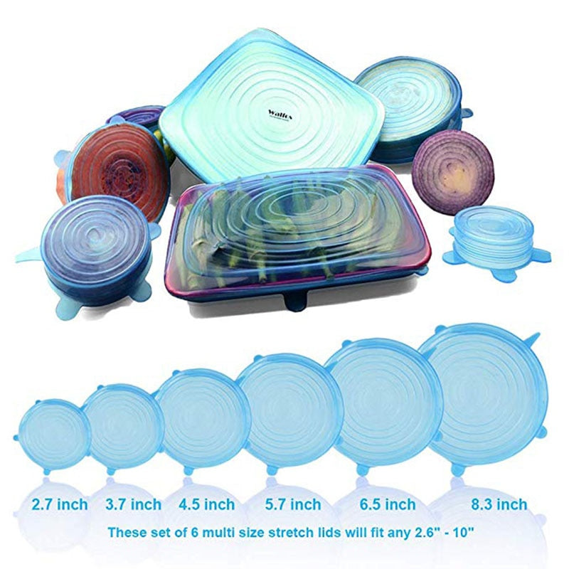 Reusable Food-Grade Silicone Stretch Lids 6pcs