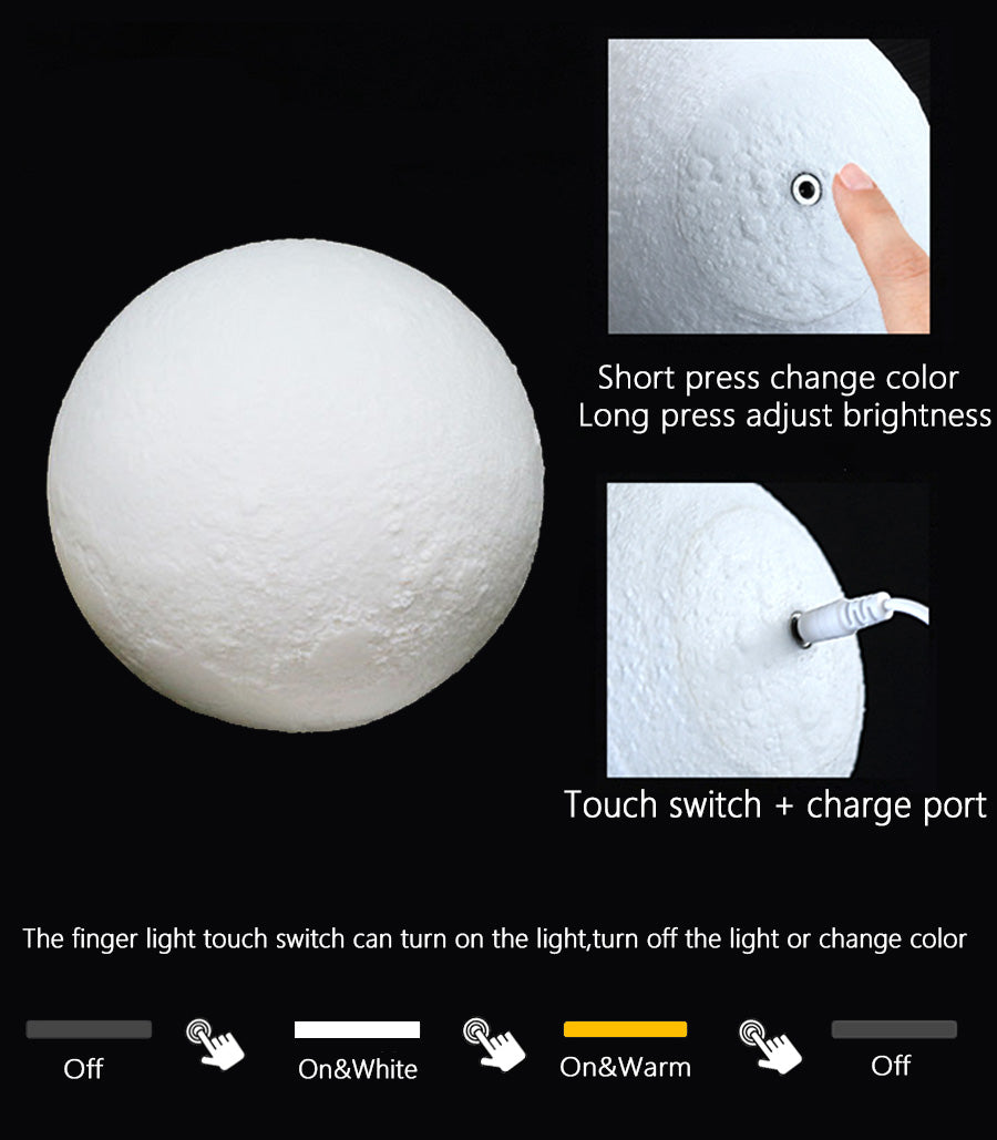 LED 3D Print Moon Light