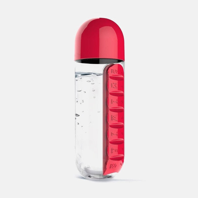 2 in 1 Water Bottle With Pill Box Organizer