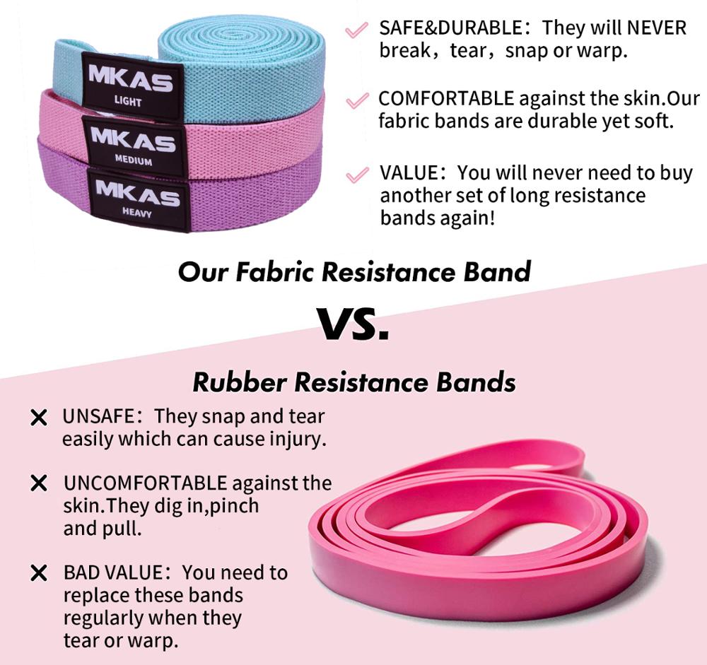 Long Resistance Workout Fabric Bands (3-Piece set)