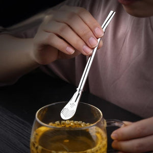 Stainless Steel Straw With Filter Spoon