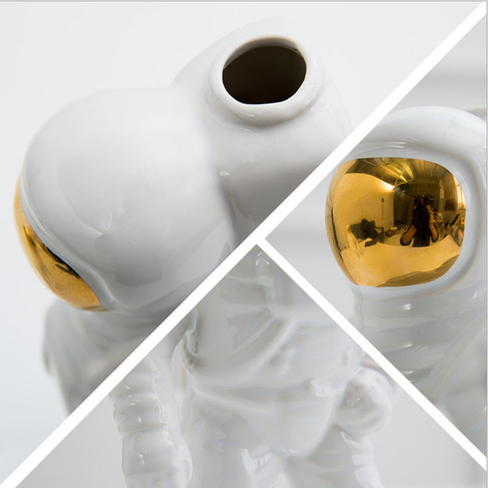 Astronaut Spaceman Dried Flowers Vase Table Top Decor