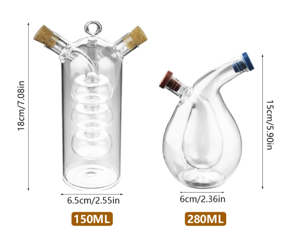 2-in-1 Oil Vinegar Glass Bottle