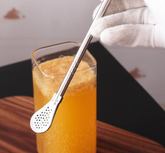 Stainless Steel Straw With Filter Spoon