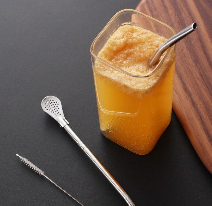 Stainless Steel Straw With Filter Spoon